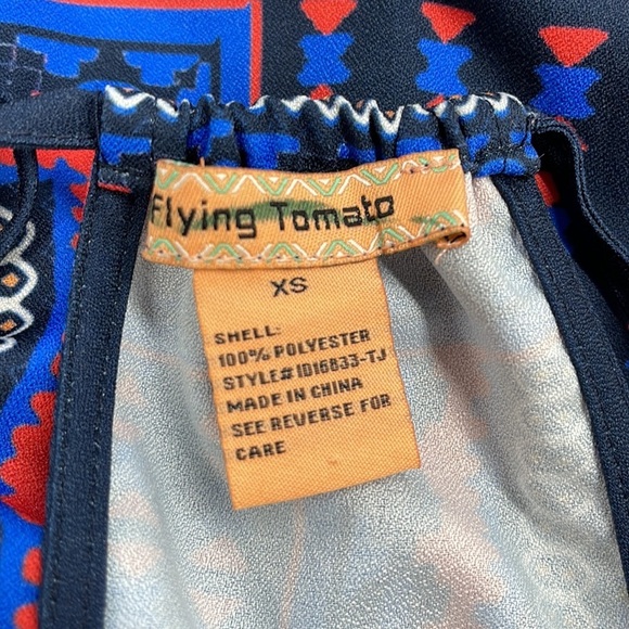 Flying Tomato Blue Hawaiian Floral Print Boho Sleeveless Mini Dress Size XS - Picture 8 of 9